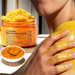Turmeric Brightening Scrub for Hyperpigmentation and Exfoliation, Sea Salt & Vitamin E, Gentle Cleansing, Hydrating Smooth Soft, Refreshing, Exfoliates Smooths Brightens